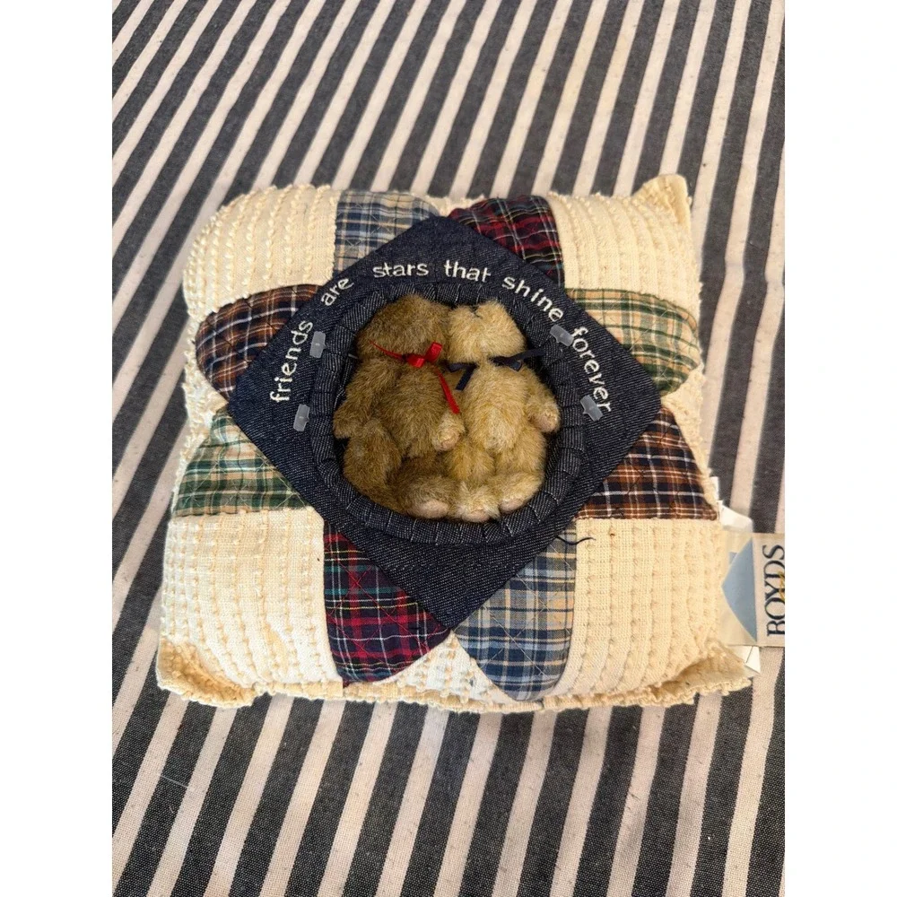 Boyds Home Friends Are Stars That Shine Forever Patchwork Teddy Bear Pillow